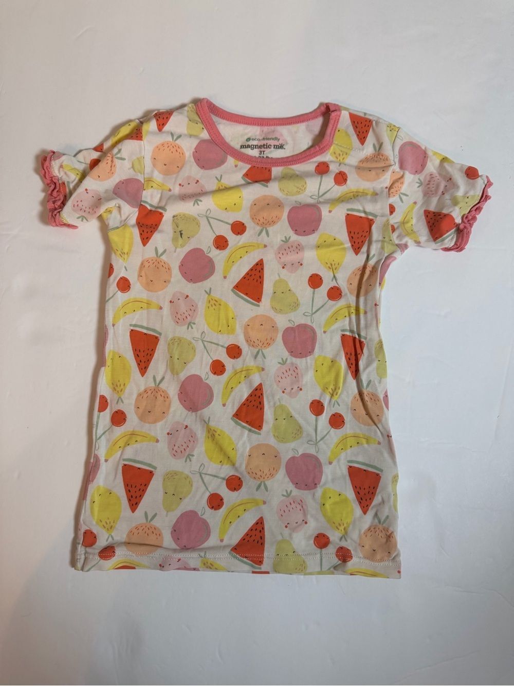 Magnetic Me Fruit Print Pajama Set Size 3T Shorts Short Sleeve Modal